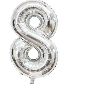 Casey 102cm Silver Balloon Number 8
