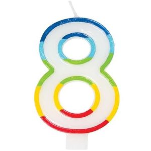 Casey 7cm Multicolor Numerical Birthday Candle Nr.8 Retail