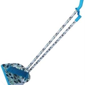 Totally Long Dust Pan Broom Set White Floral Design Retail